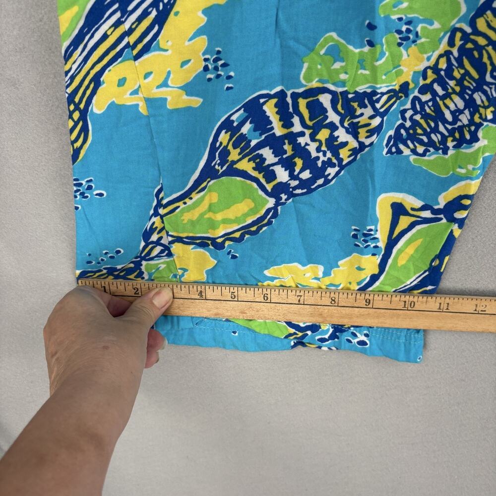 Lilly Pulitzer Pants Womens XL Blue Shell Print Rayon Straight Leg Tropical - Picture 13 of 16